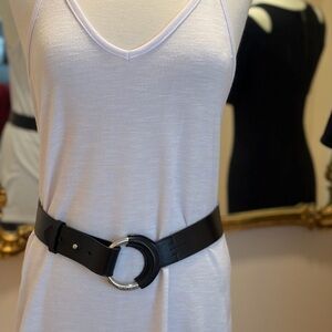 Ralph Lauren Black Belt with Silver Ring Buckle
